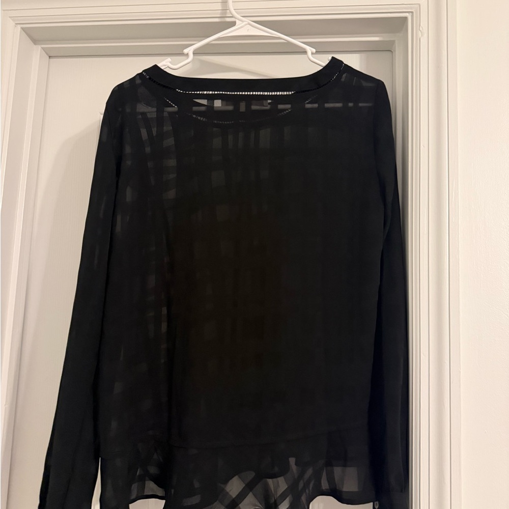 LOFT Black Sheer Blouse